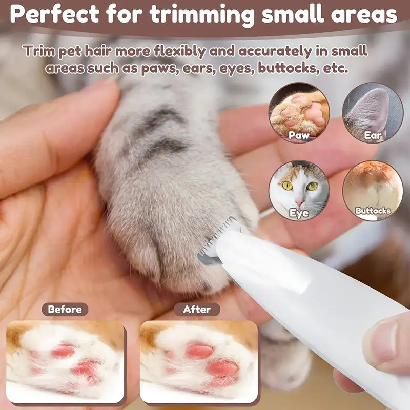 Newest Pet Paw Trimmer with Light,Fully Waterproof Pet Hair Trimmer with LED Display,Dog Cat Clippers ,Rechargeable Pet Shaver image 3