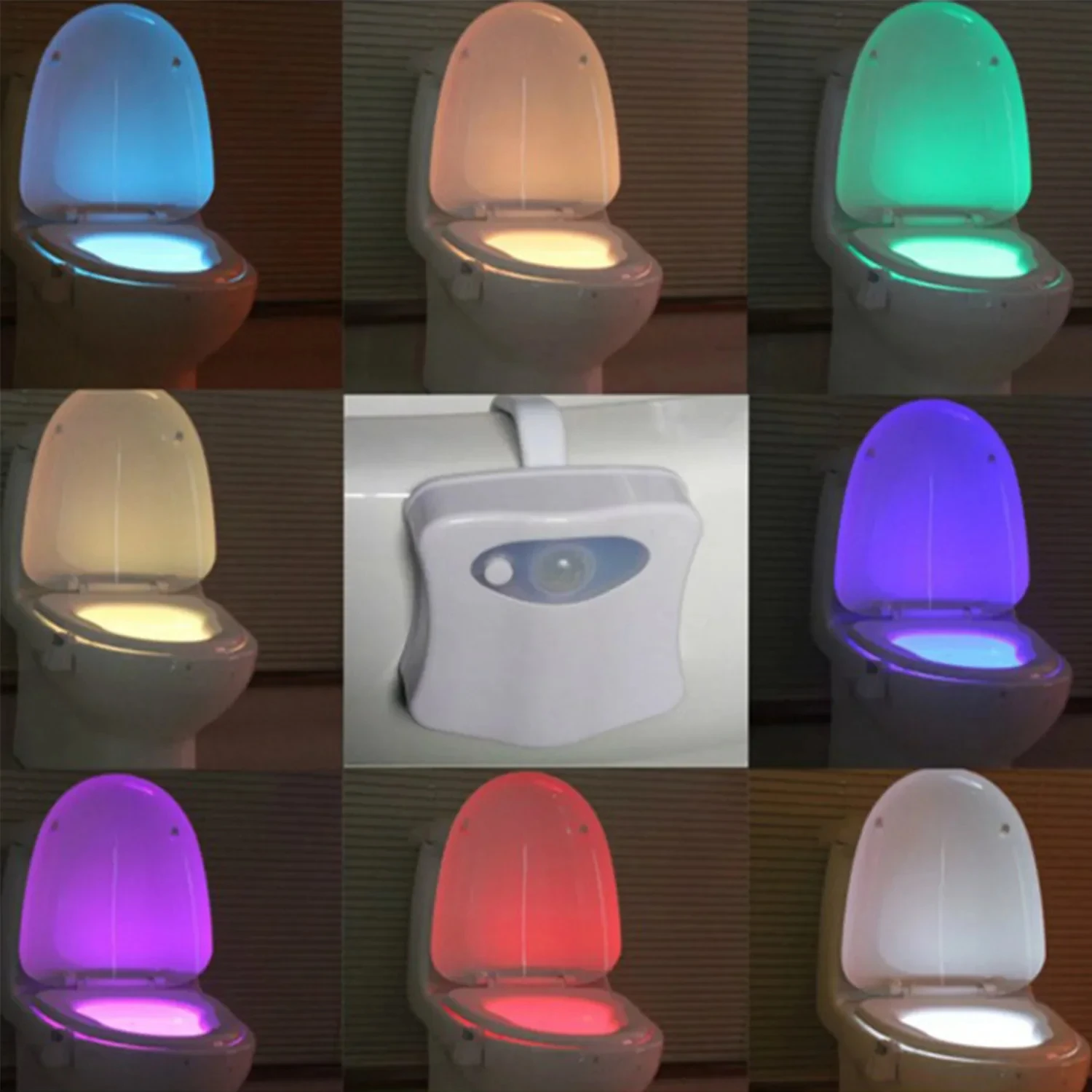 New 8/16 Colors Change LED Toilet Seat Night Light Induction Lamp Smart Motion Sensor WC Lamp Backlight Luminaria Toilets Decora