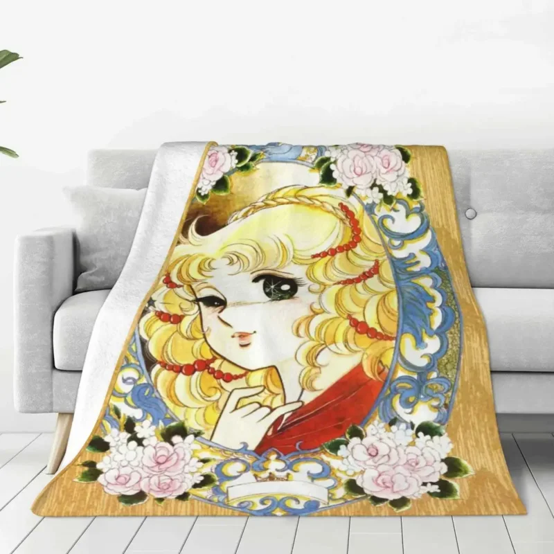 

Candy Anime Cartoons Flannel Throw Cute Girl Flowery Romantic Blanket for Sofa Couch Thin Bedspread