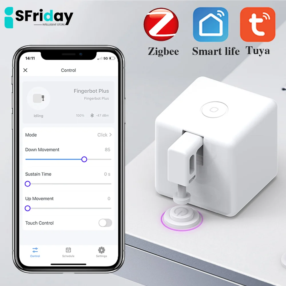 

Smart Zigbee 3.0 Fingerbot Plus Tuya Smart Life Control Switch Button Pusher Touch Arms Timer Work With Google Home Alexa Alice