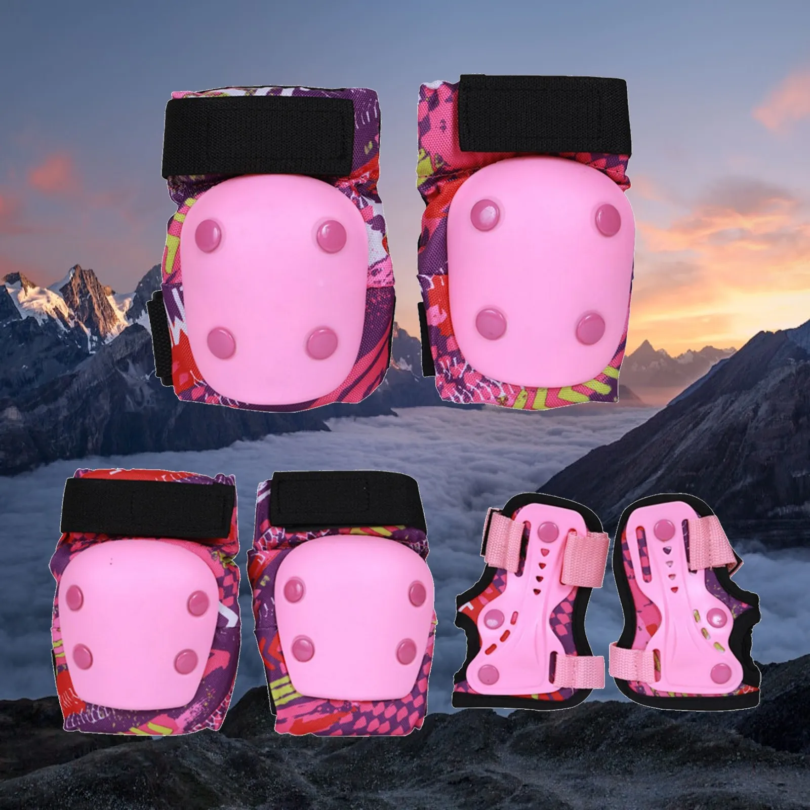Protective Gear for Kids 6 Piece Set Knee Pads Elbow Pads Wrist Guards Lightweight Shock Resistant for Cycling