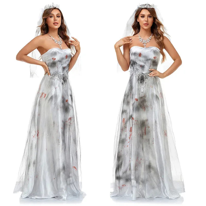 شبح العروس تأثيري الخيال الحجاب فستان الملابس هالوين فيلم الرعب زي تمويه الكبار النساء لعب الأدوار ملابس الحفلات سم؛ 5 #2