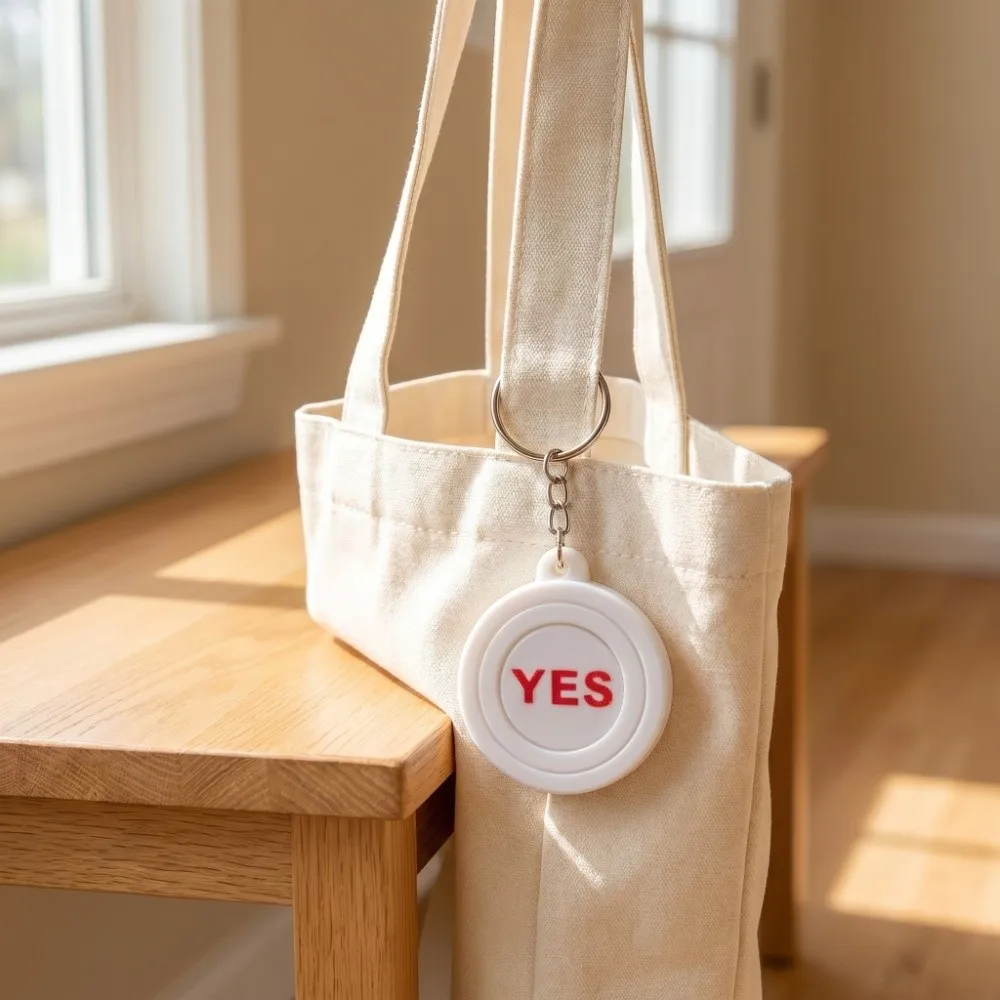 Pressure Anti Stress Yes or No Keychain Double-sided YES or NO Decompression Fingertip Pendant White 5 CM 3D Printing Key Ring