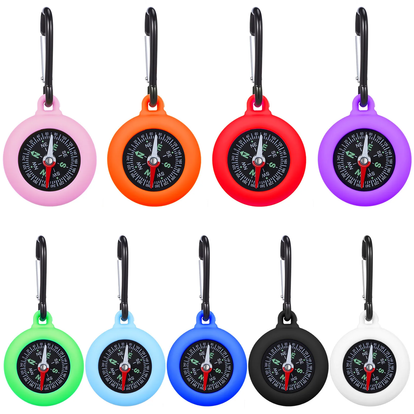 

9Pcs Mini Compass for Outdoor Adventures Precision Pocket Compass with Carabiner Clip Hiking Backpacking Camping Portable