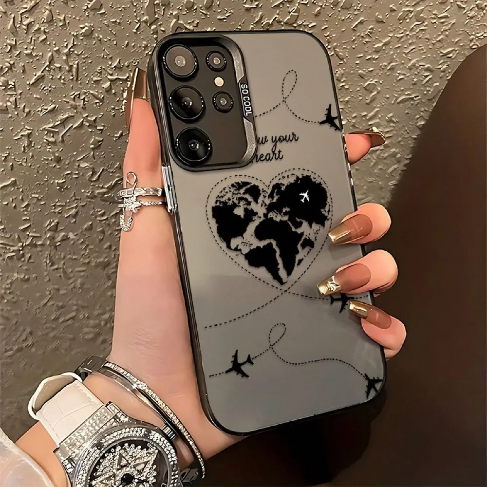 

Personalized Phone Case] Anti-Drop Frosted Personalized Airplane Route Travel Graffiti Phone Case | Compatible With Samsung Gal