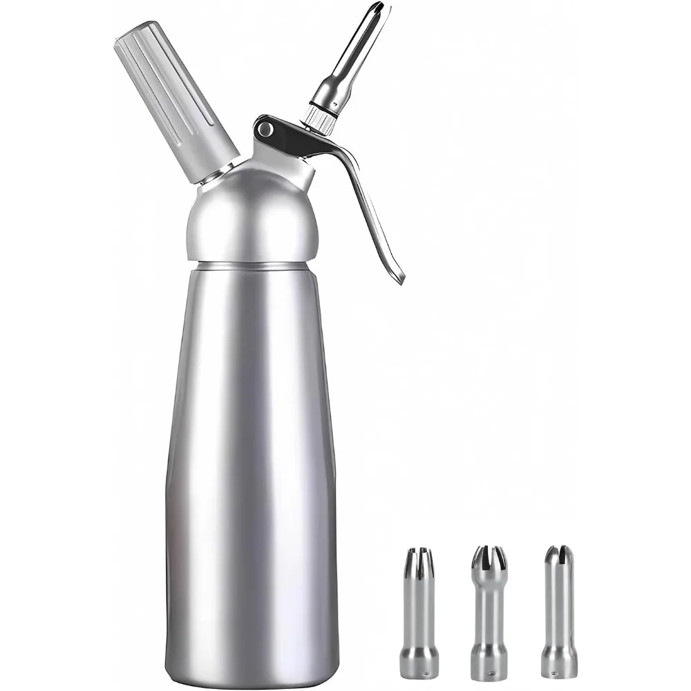 

Aluminum Cream Gun Foam Dispenser 500ML Stainless Steel Siphon Vase Mounting Soda Gun for Home Bakery Coffee Shop