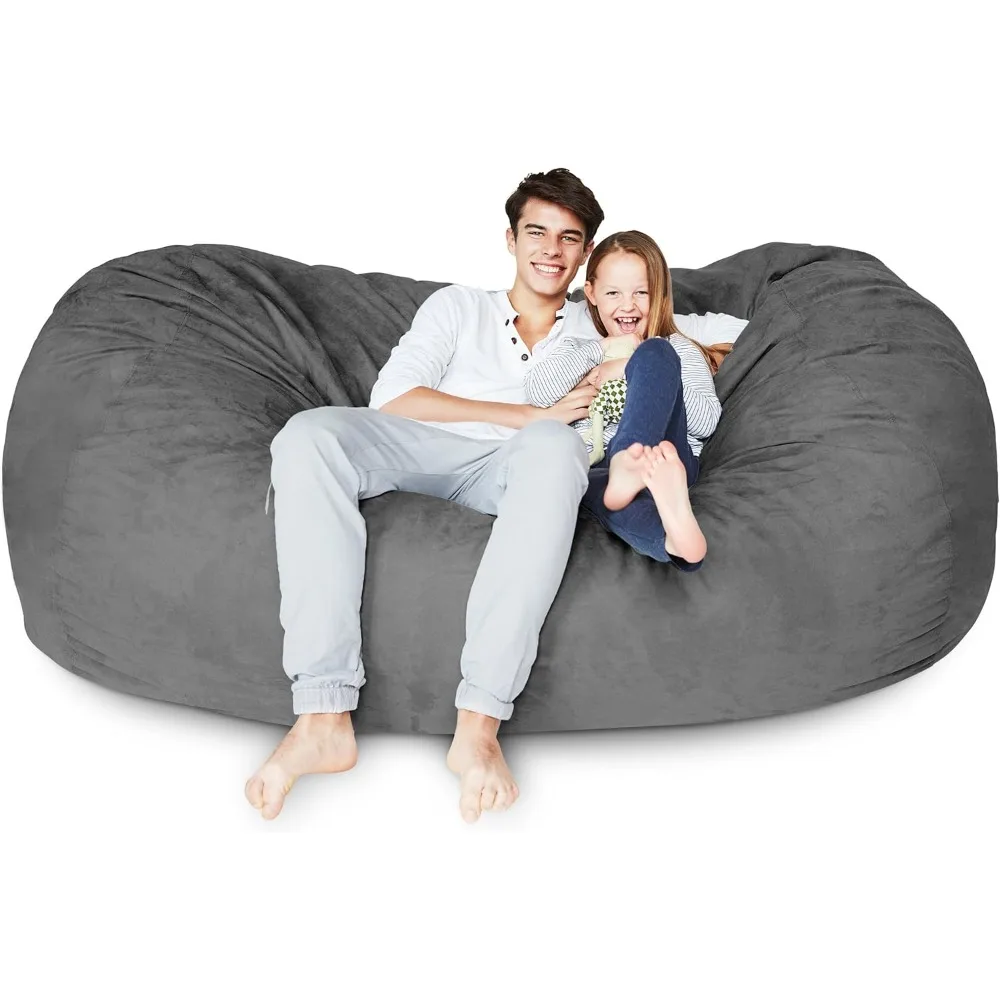 Giant 7ft Bean Bag Chair with Microsuede Cover - Ultra Soft, Foam Filling, Washable Jumbo Sofa for Kids, Teenagers