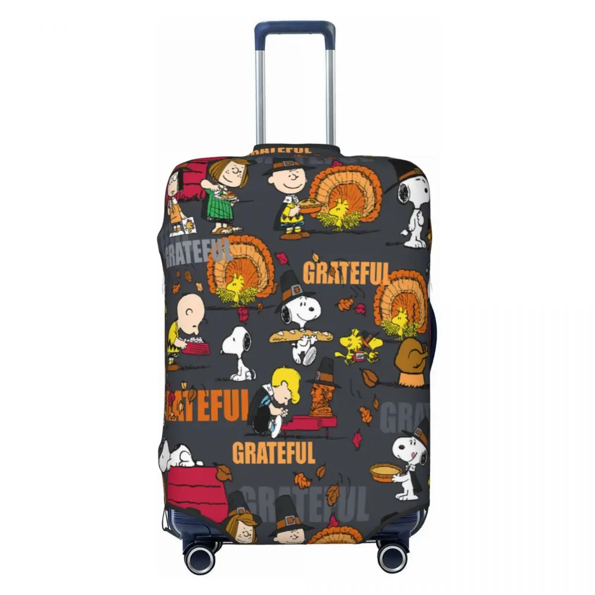 

Grateful Snoopy Luggage Cover Elastic Beagle Dog Travel Suitcase Protective Covers Fits 18-32 Inch