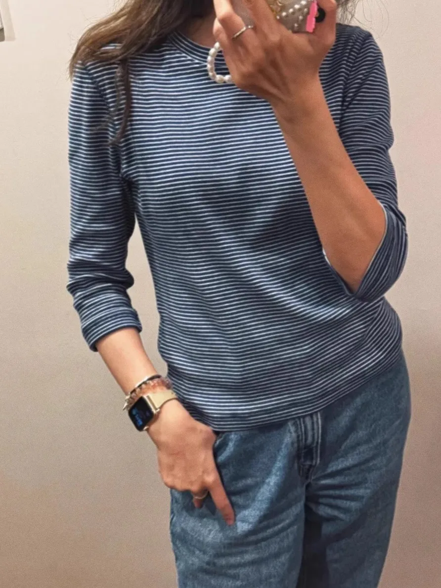 

Женская модная футболка Slim Fit Seven Sve в полоску, свободного кроя, из комфортного хлопка, весна-лето