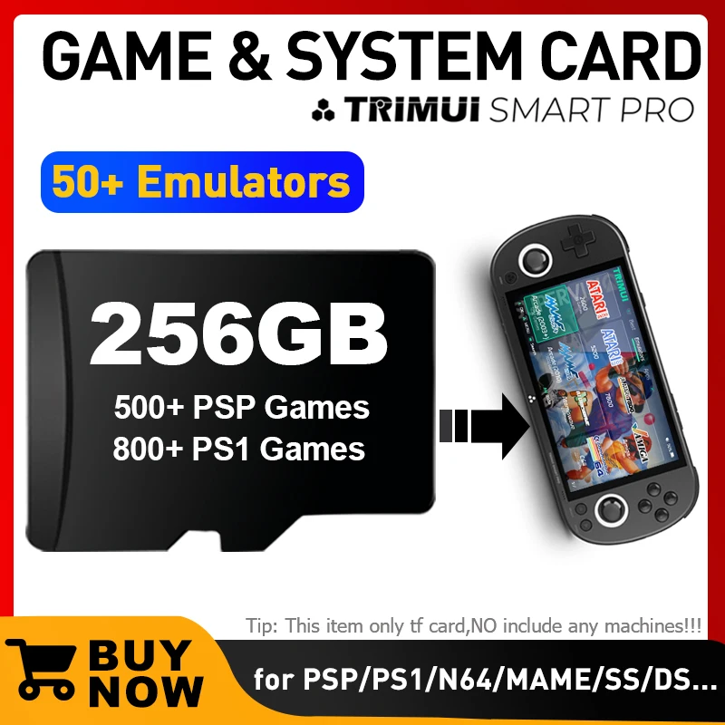 Tarjeta de sistema de juego Trimui Smart Pro, tarjeta TF 64/128/256, tarjeta de memoria más de 50 emuladores, 30000 juegos Retro, tarjeta SD para Trimui Smart pro