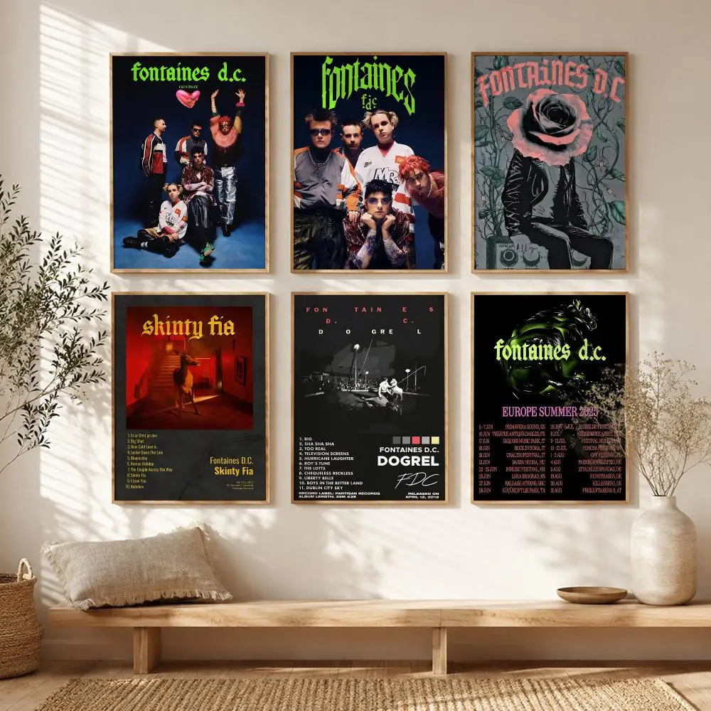 Post Punk Band F-Fontaines D.C Poster All-match HD Waterproof Self-Adhesive Wall Art Sticker For Home Bedroom