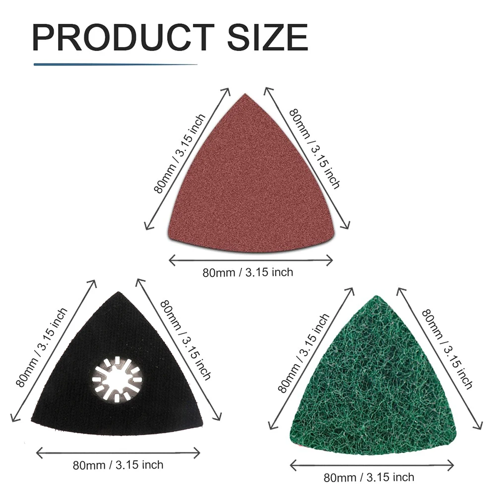 VIBRATITE 80*80*80mm Triangle Sandpaper Set 133PCS oscillating Tool Sanding Pads kit for Surface Sanding,Mechanical Maintenance