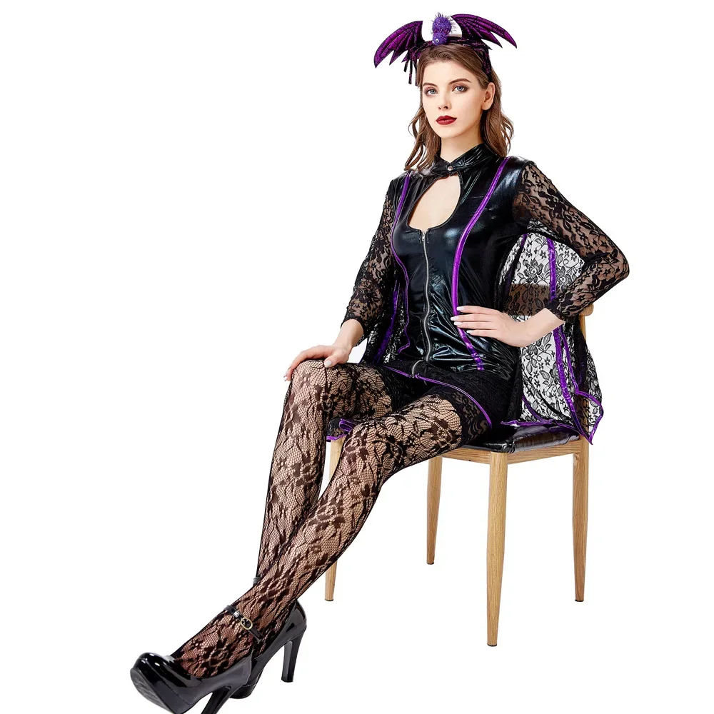 

Halloween Cosplay Vampire Party Bat Daemon Jumpsuit Women Costume