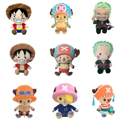 Brinquedos de pelúcia para crianças, bonecas fofas dos desenhos animados, presentes de Natal, One Piece, Q Version, Zoro, Luffy, Chopper, Ace, 25cm