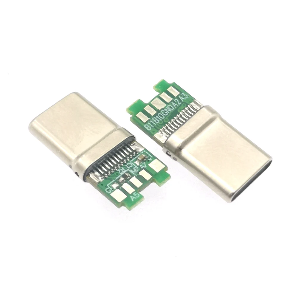 5-10pcs USB 3.0 Type C with plate PD fast charging Connector 8Pin male Socket receptacle Through Holes 8 Pins Support PCB Board