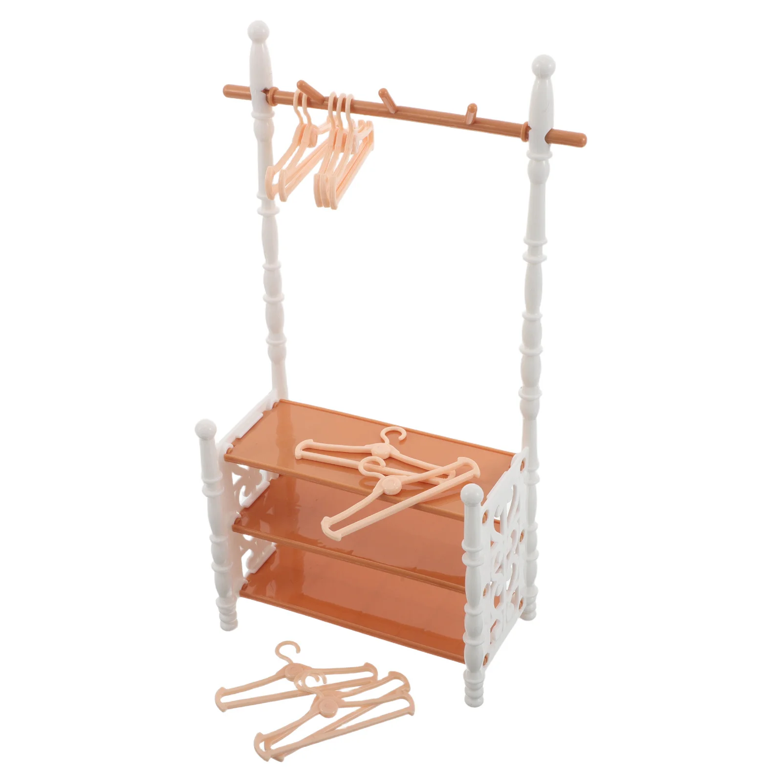 

1Set Miniature Shoe Cabinet European Style Clothes Hanger Rack Mini House Furniture for Kids Room Decoration Accessories