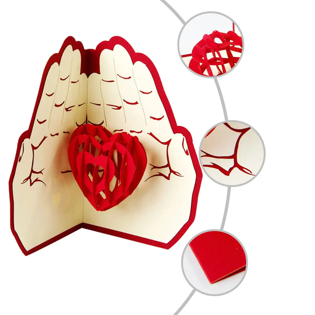 

Love 3D Three-dimensional Greeting Card Decoration Valentine's Day Heart-shaped Red Wedding Invitation