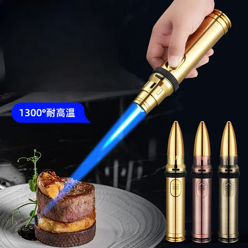 1300° Creative Missile Design High Power Spray Gun Torch Butane Gas Lighter Safety Lock Switch Outdoor BBQ Kitchen