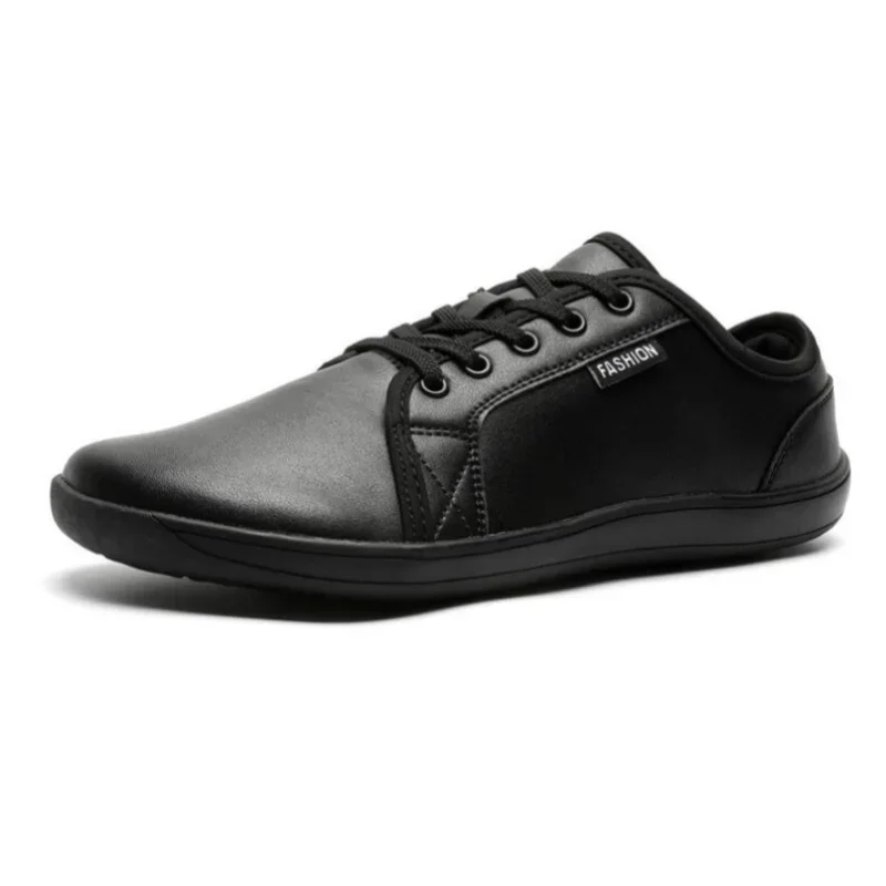 Zapatillas de deporte para hombre de primavera y otoño, zapatos informales de cuero Artificial descalzo para caminar, zapatillas antideslizantes con cordones