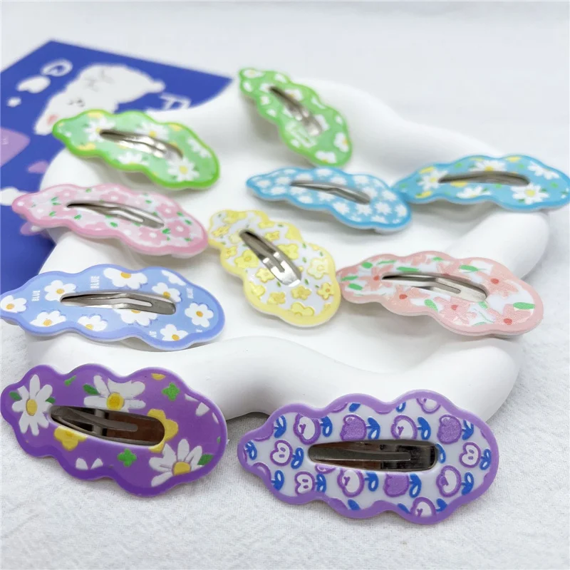 20Pcs/Lot Cartoon Cloud Style Children Hair Accessories Fashion Cute Wave Hair Clip Animal Print Cloud Hairpin Women Headdress