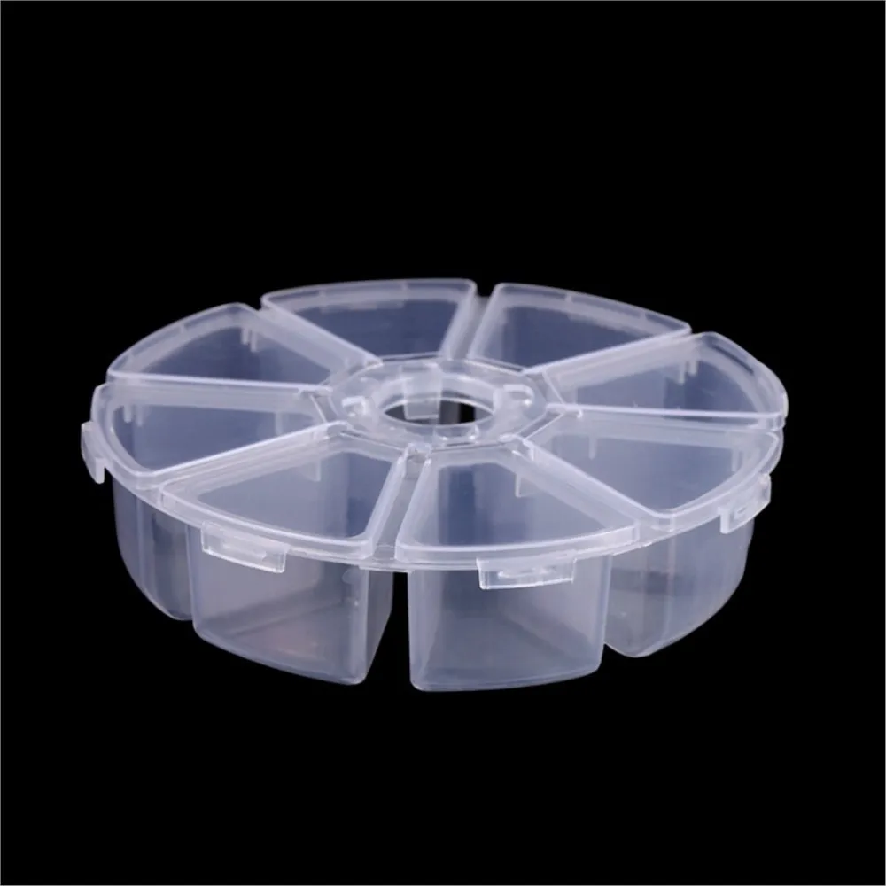 8 Grids Round Jewelry Organizer Box Clear Plastic Bead Containers for Gem Beads Crafts Jewelry Pill Storage Display Selling