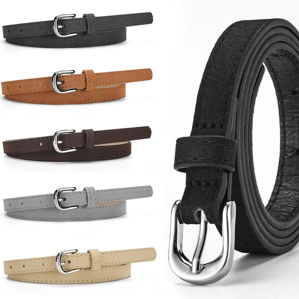 Trendy Pin buckle Suede Leather Belt Luxury Design Retro Business Waist Belt Casual Waistband For Women Pin buckle Retro