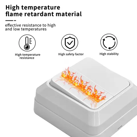 Vit flamskyddsmedel 2-vägs vippströmbrytare, väggmonterad på/av EU-standard, sprayplast, knapp, ljusströmbrytare, klassiskt läge 10 best sales knapplampa - №5