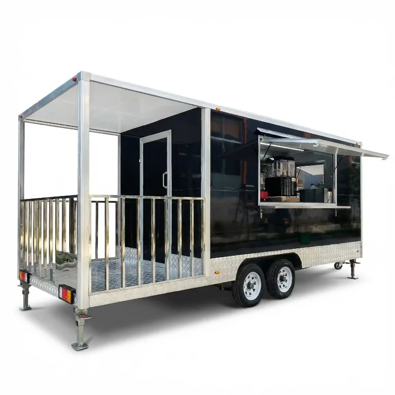 Customized Food Truck Trailer Fast Food Mobile Kitchen Pizza Coffee Cart Ice Cream BBQ Rust Resistant 4 Wheel Mobile Food Truck