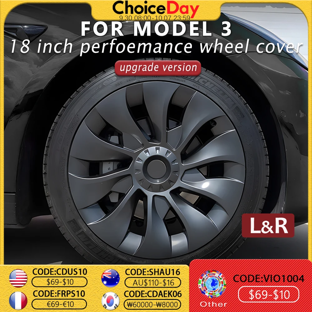 

4PCS Hub Cap Car for Tesla Model 3 18 Inch Wheel Cap Replacement Automobile Wheel Hubcap Full Rim Cover Accessories 2018-2023