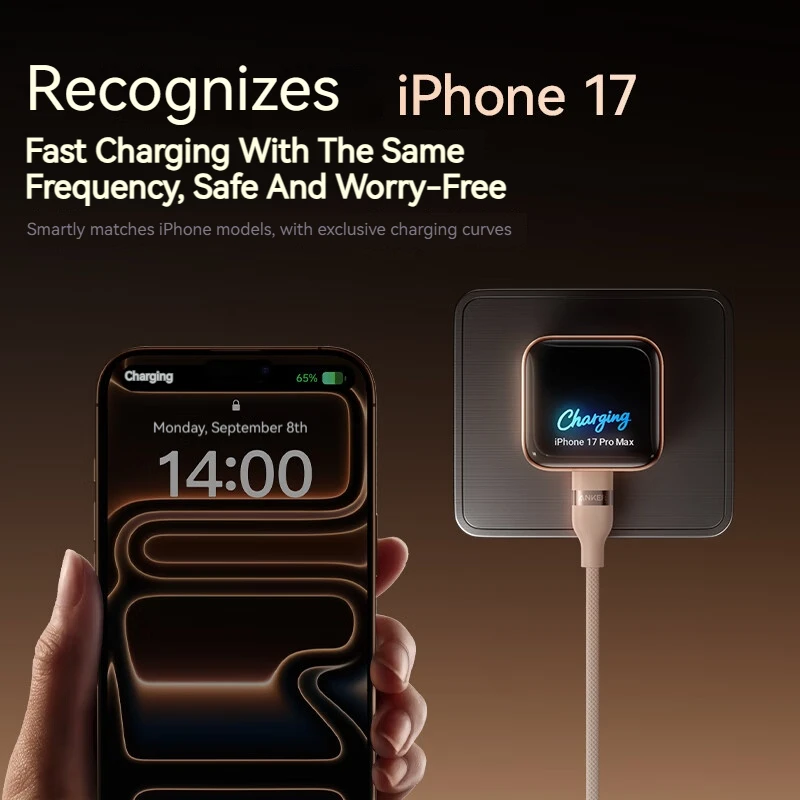 New Original Anker Nano Smart 45W Fast Charging Compact and Foldable Plug USB- C Charger, Screen Display, for iphone 17 and More