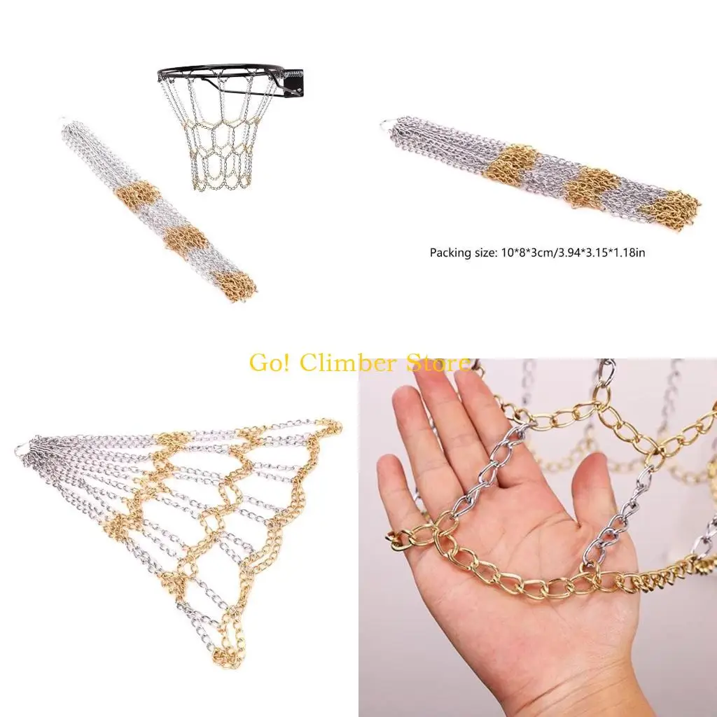 

Q84C Outdoor Basketball Targets Net Standard Braided Metal Chain Basketball Net for Outdoor Indoor Goal Basketball Net