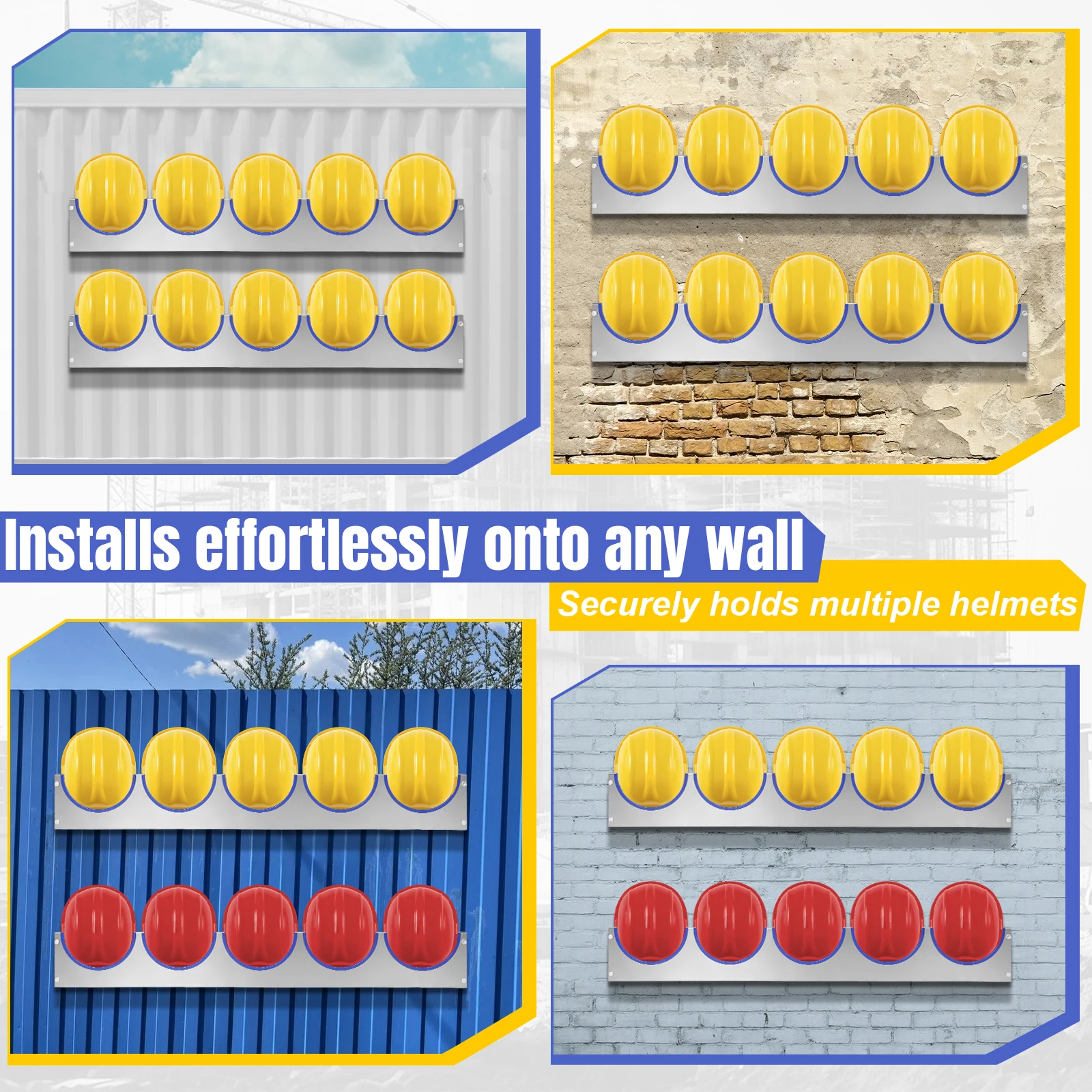 

Настенный кронштейн для хранения касок с резиновой вставкой, держатель для защитных шлемов из нержавеющей стали для склада и мастерской