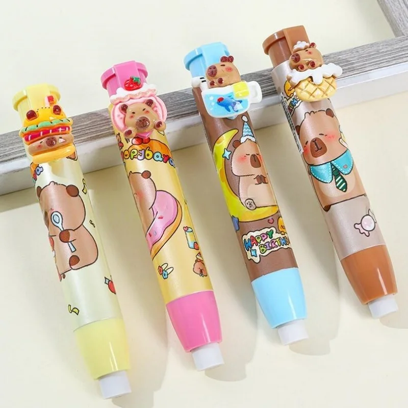 24-pc-lot-cartoon-capybara-stampa-cancellino-carino-scrittura-disegno-cancellini-matita-regali-di-cancelleria-materiale-scolastico