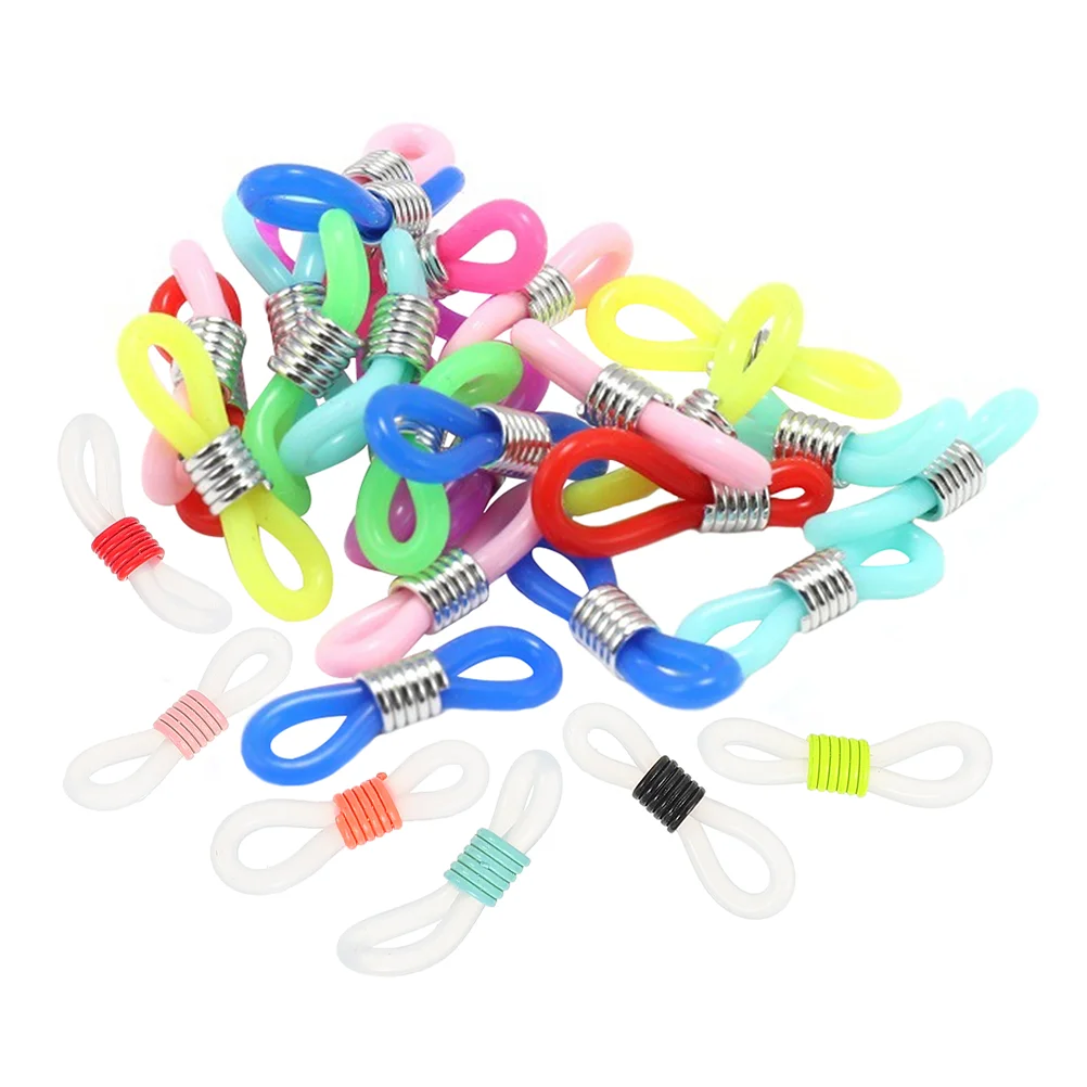 

100pcs Rubber Eyeglass Chain Ends Glasses Strap Connectors Colorful Adjustable Buckle Sunglasses Holder Anti Lost Accessories