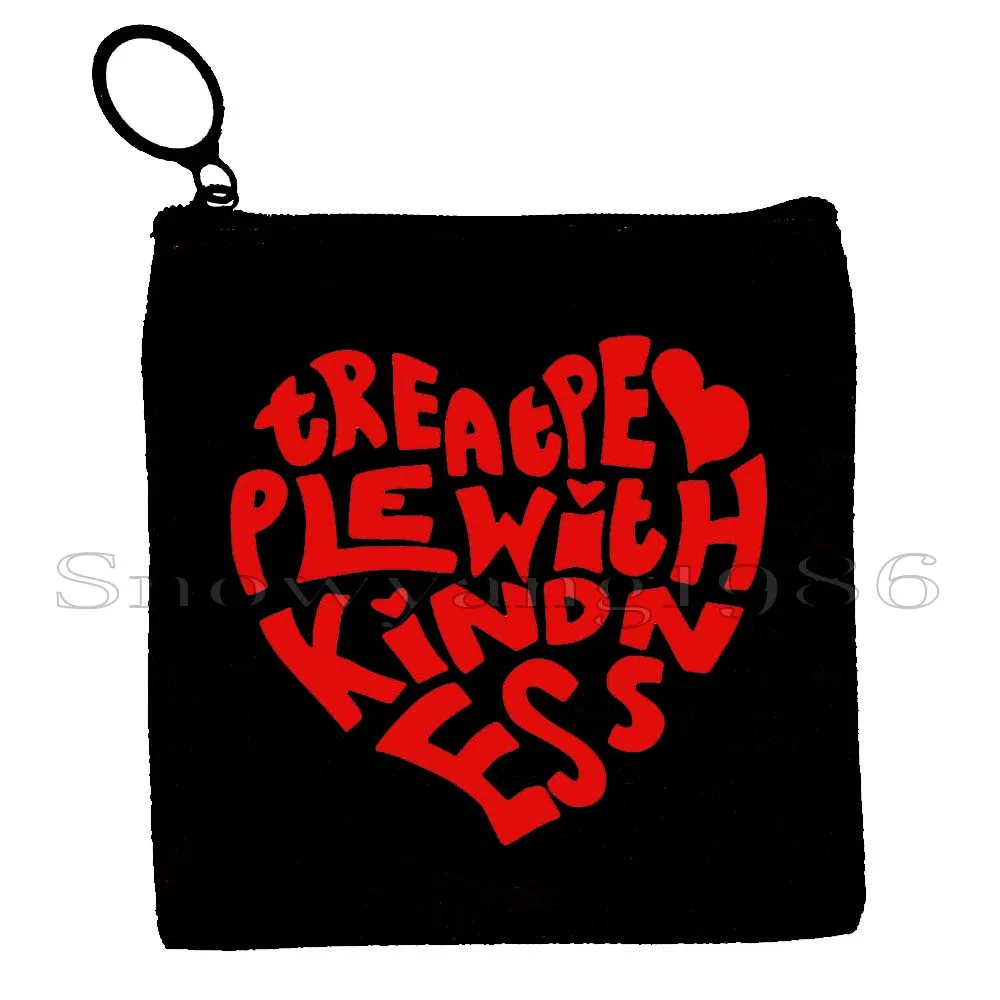 

Cute Colorful Treat People With Kindness Letter Print Sunflower Gifts Canvas Coin Purse Key Case Small Bags Wallet Zipper Pouch