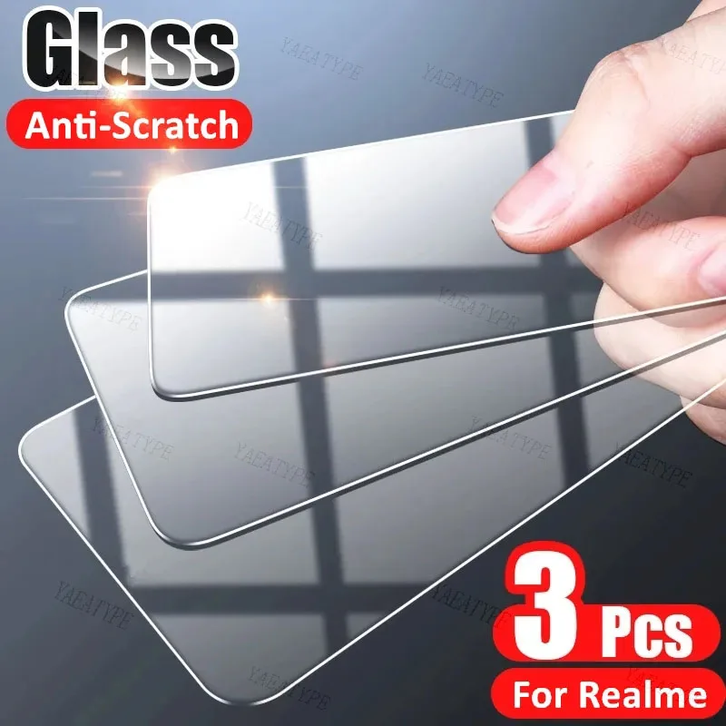 3Pcs Tempered Glass For Realme GT Neo 5 SE 2 2T 3T GT3 GT2 Pro Screen Protector For Realme 11 10 10T C55 C53 C51 Glass Film