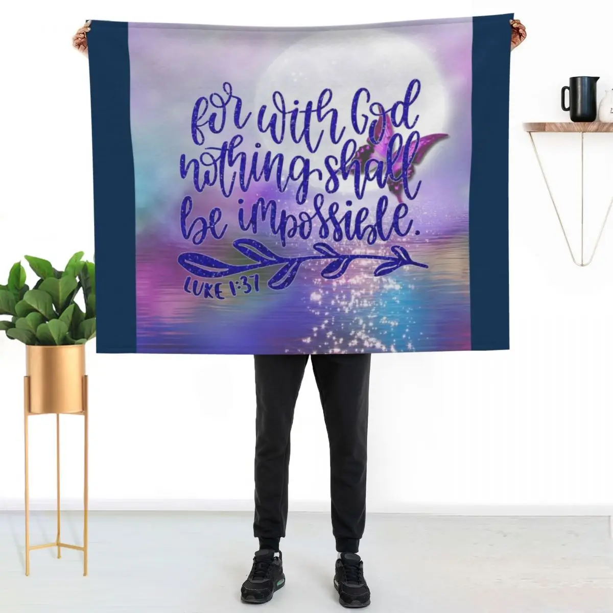 

With God Nothing is Impossible.Luke Scripture Bible Throw Blanket All Weather Soft Throw Blanket for Sofa