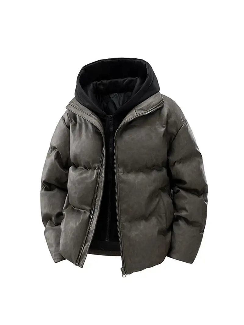 

Теплая зимняя куртка из искусственной кожи и хлопка для мужчин, утепленная, для активного отдыха, мотоциклетная одежда, верхняя одежда для пар, одинаковые комплекты