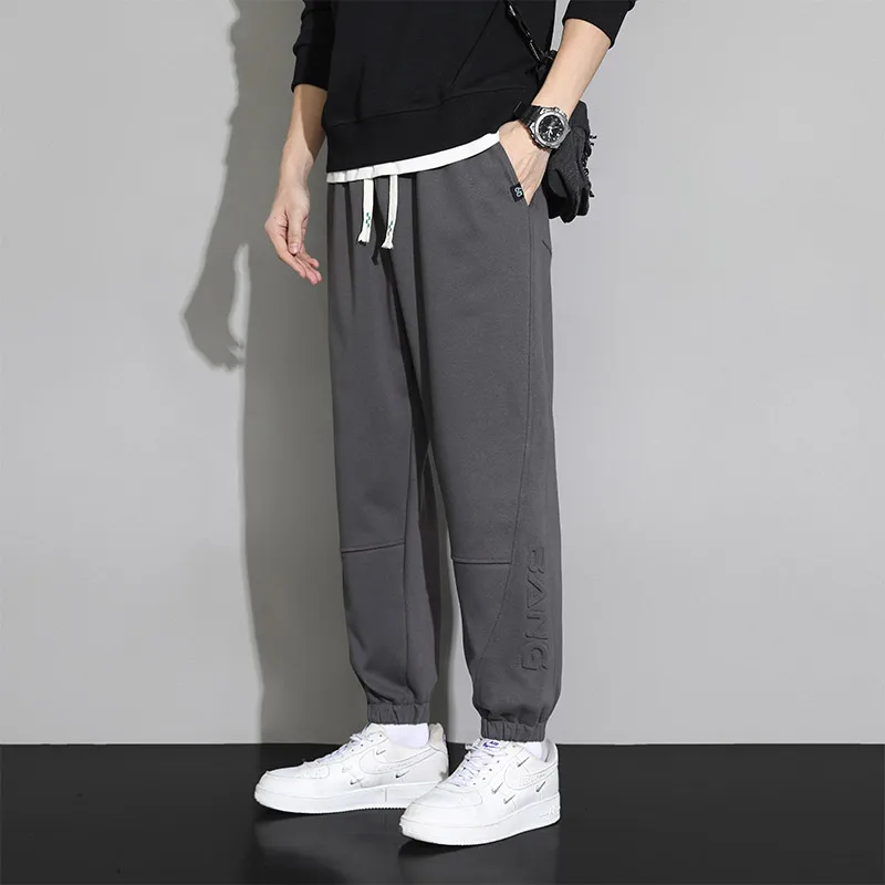 Men's Spring Autumn Solid Pockets High Waisted Letter Printed Elastic Casual Harun Lantern Sports Trousers Formal Vintage Pants