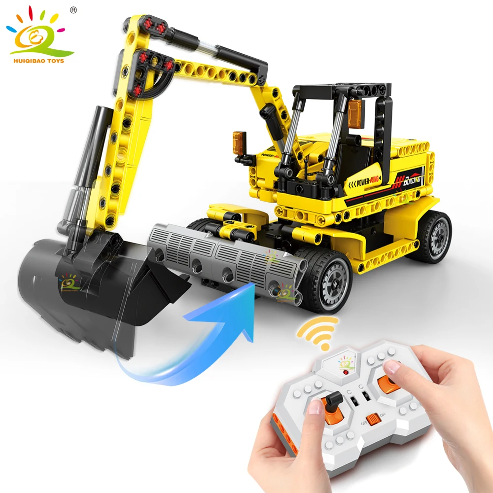 HUIQIBAO TOYSBulldozer Dump Truck Building Blocks Set for Children  Engineering Toys City Construction Bricks, Car Kids Gift