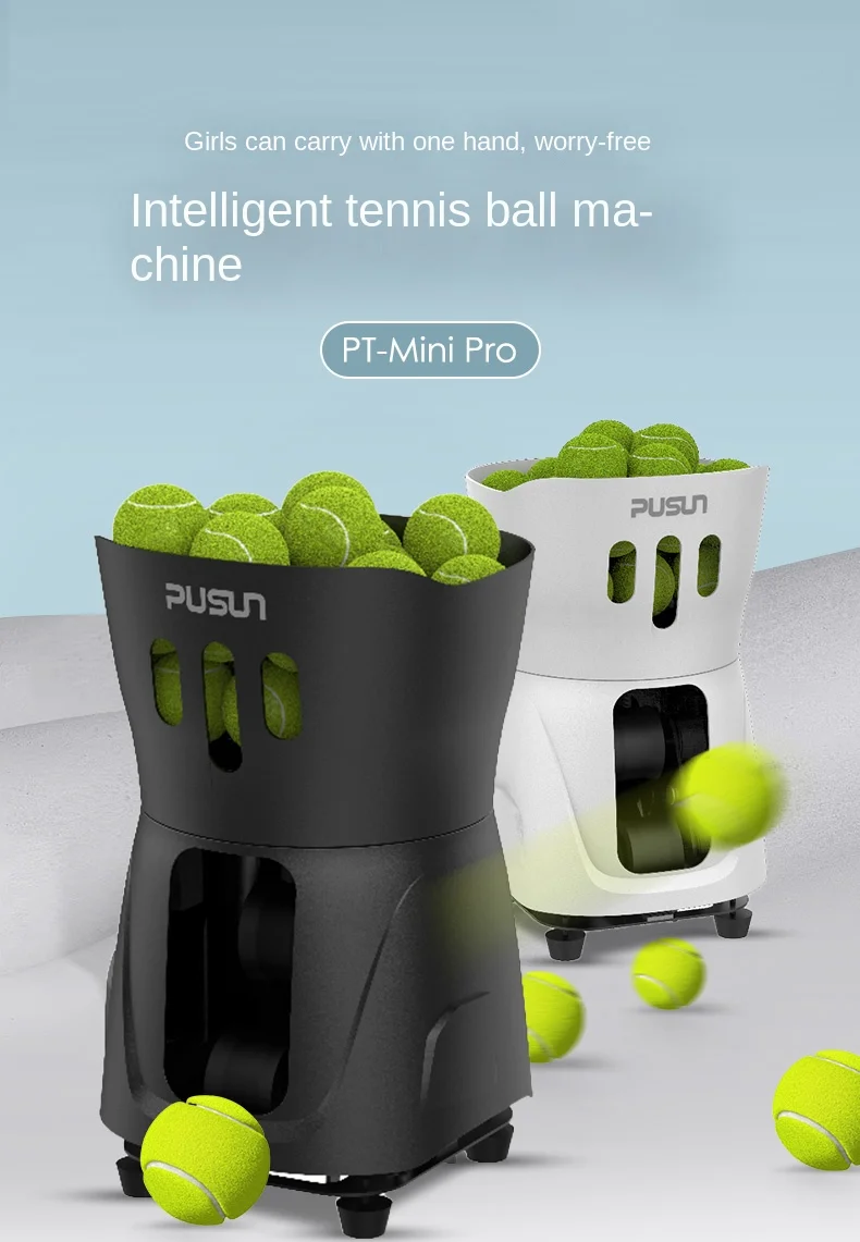 

Машина для сервировки теннисных мячей Pusun PT-Mini Pro, автоматическое тренировочное оборудование для метания мячей, портативное для тренировок в помещении и на открытом воздухе