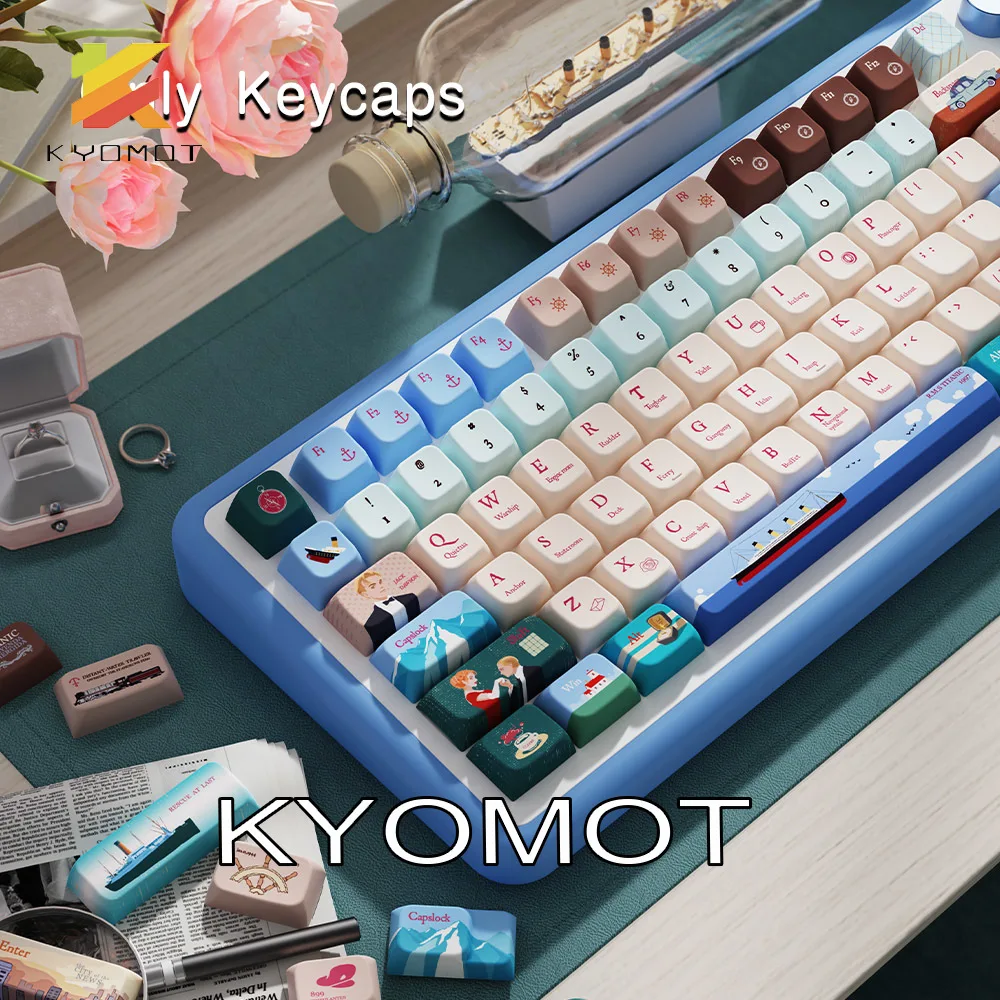 

KYOMOT 158 клавиш Titanic Romance Movie Theme Keycaps PBT MDA Profile Аниме Keycap для MX Switch DIY F 75 Механические колпачки для клавиатуры