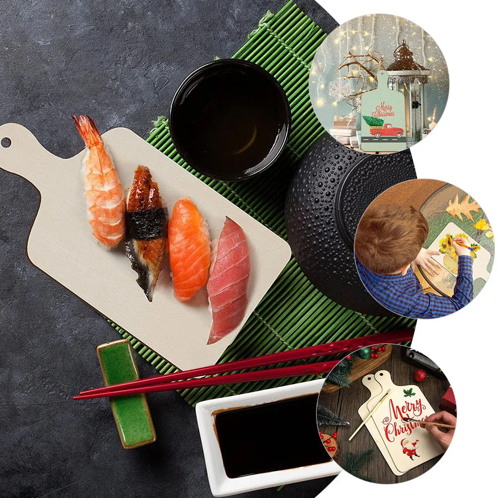 

12Pcs Wooden Cutting Boards Blank DIY Unfinished Mini Trays for Cheese Bread Fruit Serving Craft Home Supplies Kids Graffiti