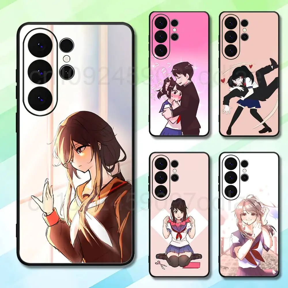A-Ayano Aishi Y-Yandere Simulator For Samsung S25 S24 S23 S26 S22 S21 S20 Lite 5G Ultra Plus Black Soft Phone Case