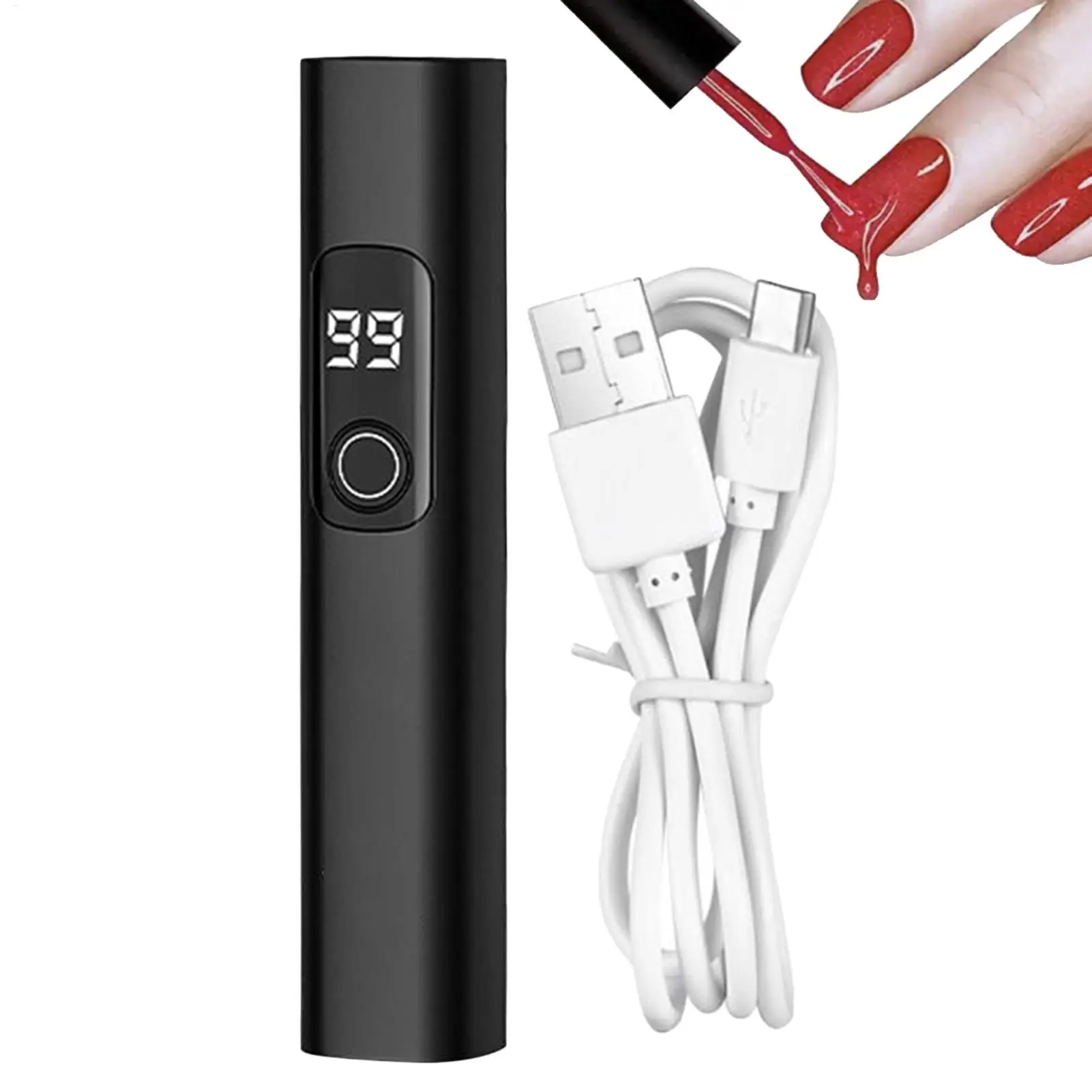 

Mini UV Light for Nails USB Rechargeable Fingernail Lamp Digital Display LED Nail Light with 2 Timing Modes for Manicure