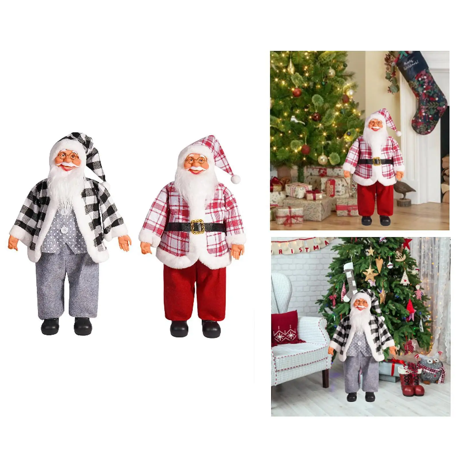 Santa Claus Christmas Figurine Ornament Present 24 inch Desktop Decor Ornament for Holiday Window Shelf Indoor Outdoor Tabletop