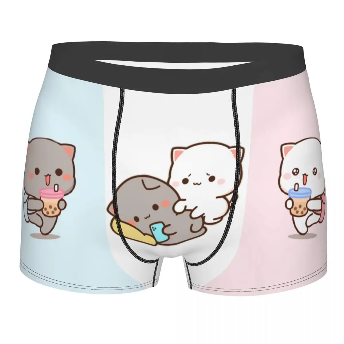 

Индивидуальное милое Мужское нижнее белье Mochi Peach And Goma Cat, боксеры с принтом, шорты, трусы