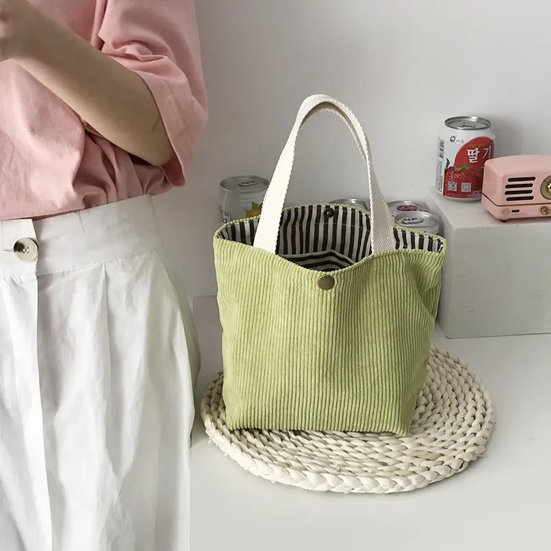 Bags for Women Corduroy HandBags Reusable Lunch Bags Casual Tote Female Handbag Canvas Tote Bag Dropshipping