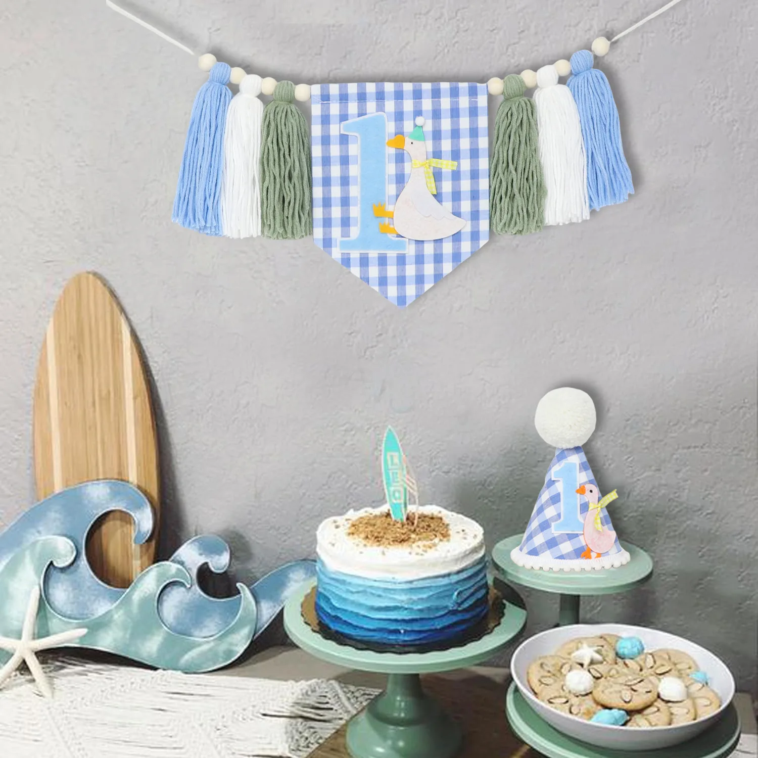 

Baby First Birthday Banner Highchair Banner 1st Happy Birthday Tassels Banners Garland Party Decorations Wall Decor Photo Props