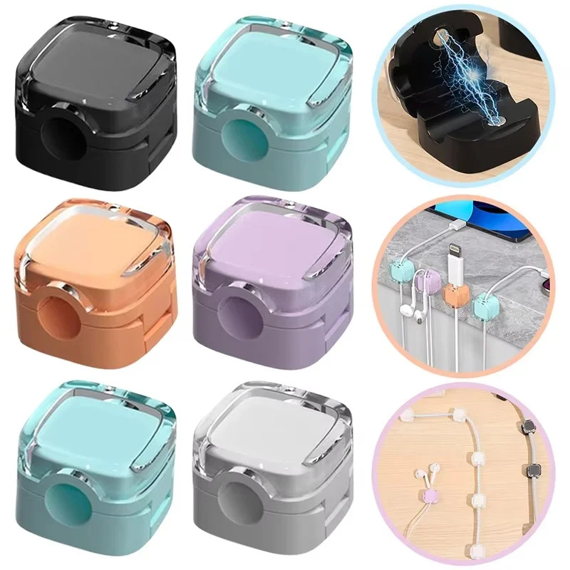 1–6 Stück magnetische Kabelmanagement-Clips, mehrfarbiger Kabel-Organizer, Desktop-Kabelclip, Wandhaken für Telefon-Datenladegeräte
